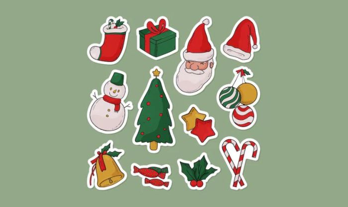 Sticker Giáng sinh với các biểu tượng Noel định dạng PNG