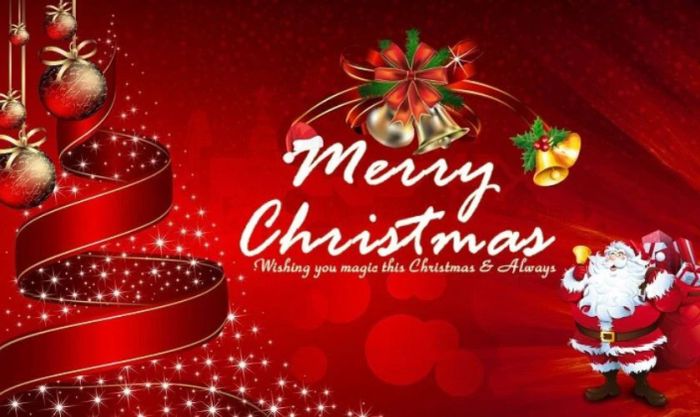 Thiệp Giáng Sinh màu đỏ in hình ông già Noel