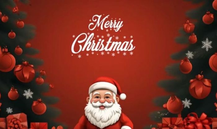 Thiệp Giáng Sinh với ông già Noel là nhân vật chính