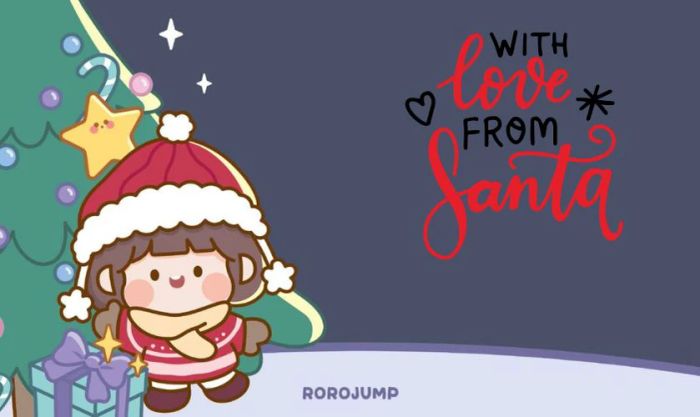 Thiệp Giáng Sinh chibi với hình ảnh cô gái