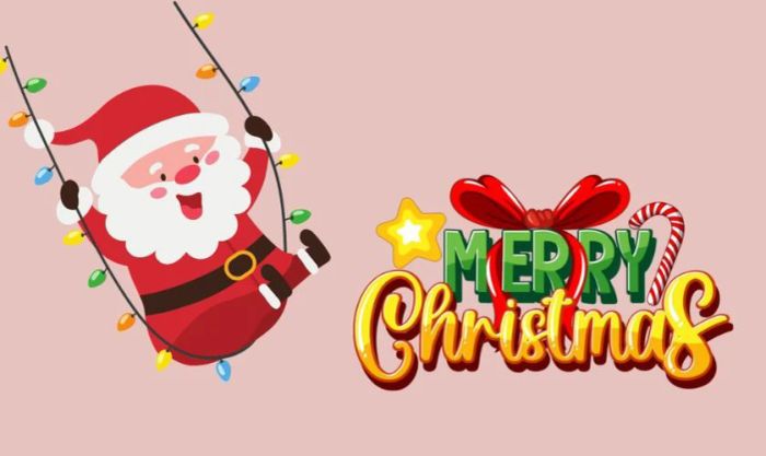 Thiệp ông già Noel đu dây ngộ nghĩnh