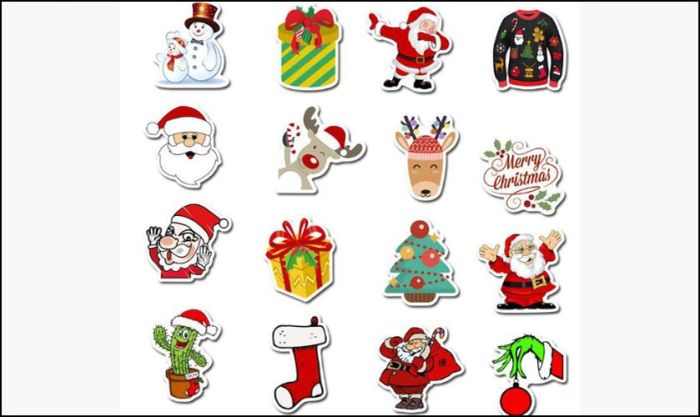 Sticker Giáng sinh với các biểu tượng Noel đẹp mắt