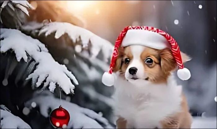 Meme Noel hình chú cún con