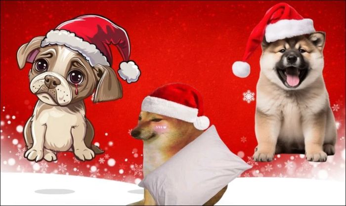 Meme Noel hình chó dễ thương