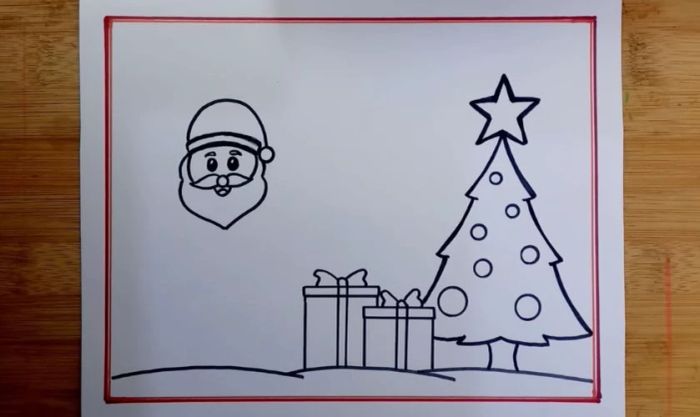 Cách vẽ ông già Noel và cây thông - Phần vẽ khuôn mặt ông già Noel