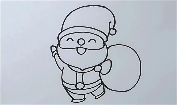 Cách vẽ ông già Noel và túi quà - Phần vẽ thân ông già Noel và túi quà
