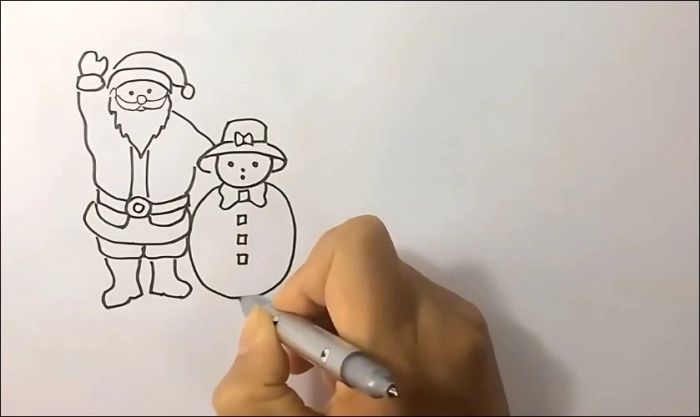 Cách vẽ ông già Noel và người tuyết - Phần vẽ người tuyết