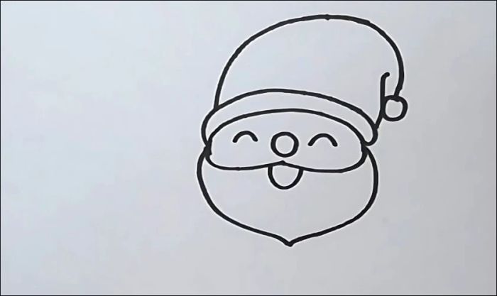 Cách vẽ ông già Noel và túi quà - Phần vẽ khuôn mặt