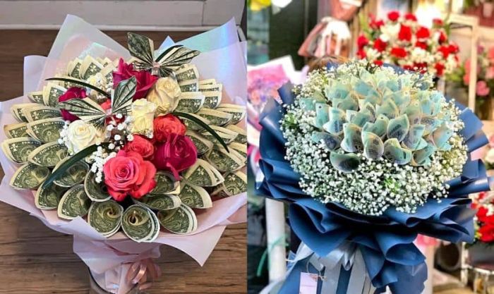 Quà tặng Noel ý nghĩa: Bó hoa bằng tiền giá trị