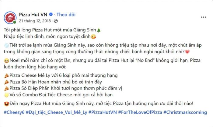 Mẫu nội dung Giáng sinh dành cho các thương hiệu F&B