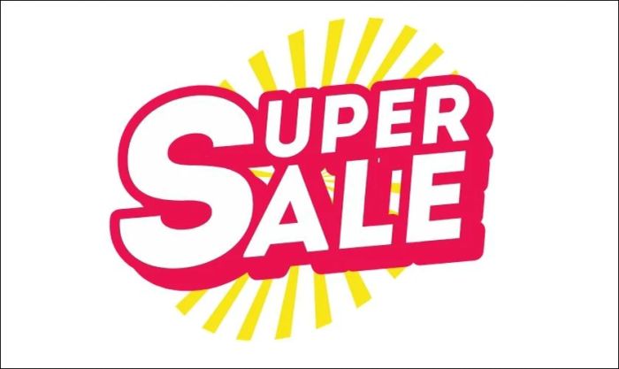 Biểu tượng chữ super sale với tông màu hồng nổi bật