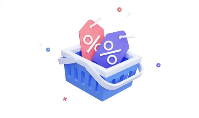 Icon giỏ hàng kèm theo phiếu giảm giá hấp dẫn