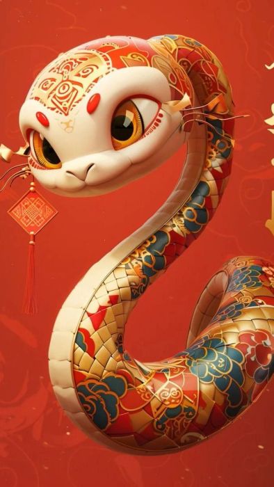 Hình nền rắn đáng yêu đón Tết Ất Tỵ 2025