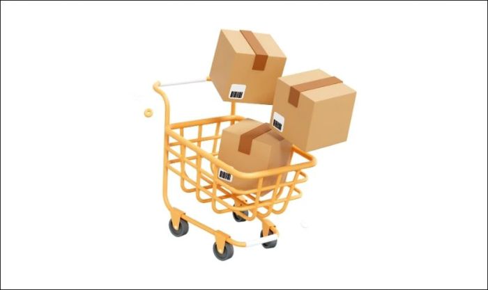 Biểu tượng giỏ hàng với tông màu vàng nổi bật