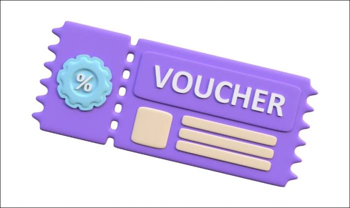 Biểu tượng voucher với tông màu tím sang trọng