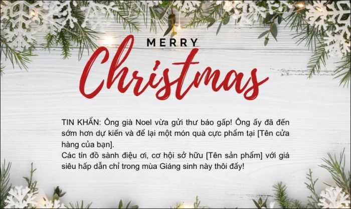 Mẫu nội dung sale Giáng sinh hài hước