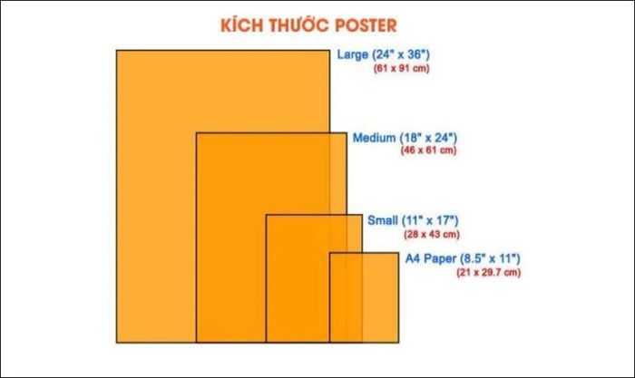 Kích thước của poster phụ thuộc vào mục đích sử dụng và điều kiện không gian trưng bày