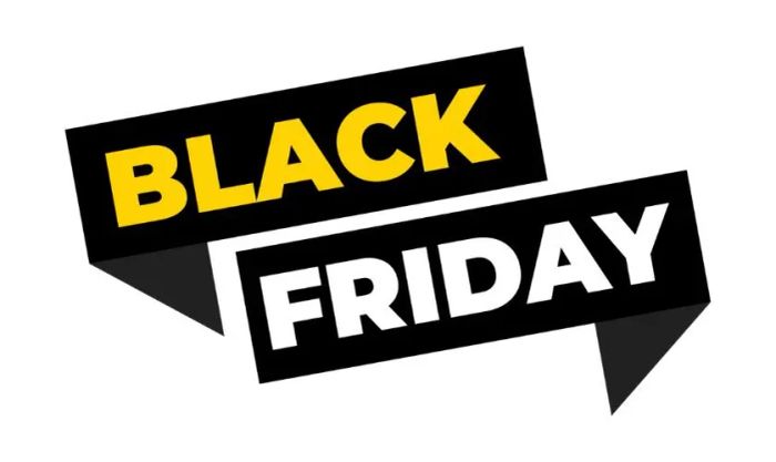 Logo Black Friday nổi bật với chữ màu vàng sang trọng