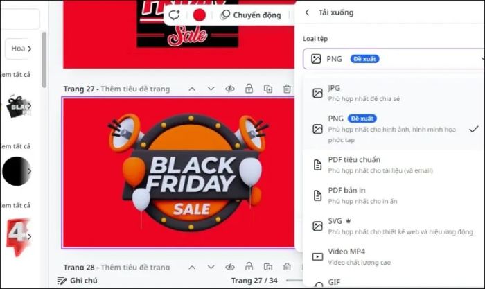 Sau khi hoàn thành thiết kế, bạn có thể tải logo Black Friday với nhiều định dạng khác nhau