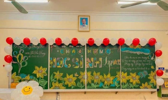 Mẫu trang trí bảng 20/11 bằng bóng bay sống động và thu hút