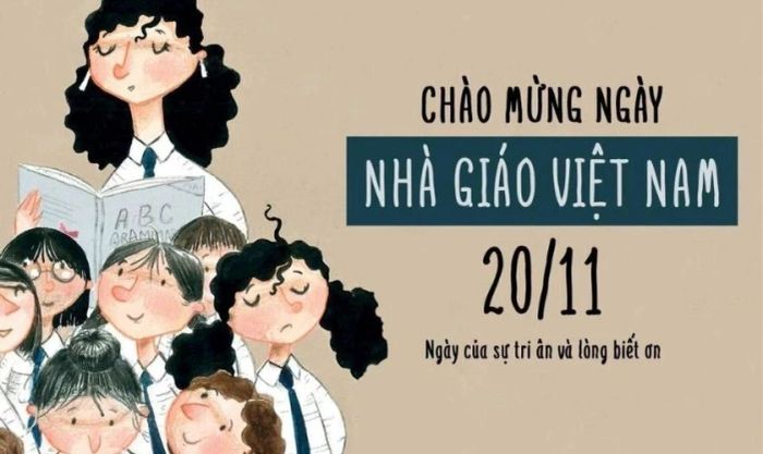 Thiệp 20/11 được thiết kế theo phong cách hoạt hình vui nhộn