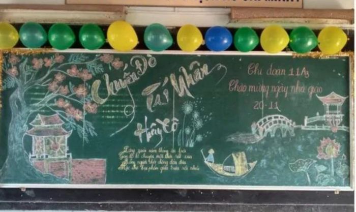 Mẫu trang trí bảng 20/11 bằng bóng bay đẹp mắt và sáng tạo