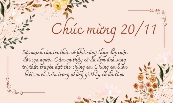Hình ảnh đi kèm câu chúc ý nghĩa dành cho ngày 20/11