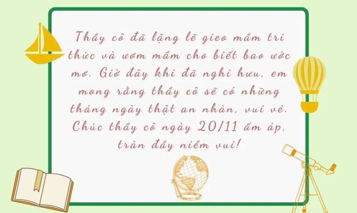 STT 20/11 dành tặng thầy cô đã về hưu
