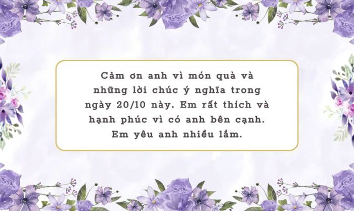 Lời tri ân người yêu vì món quà 20/10 lãng mạn và ấm áp