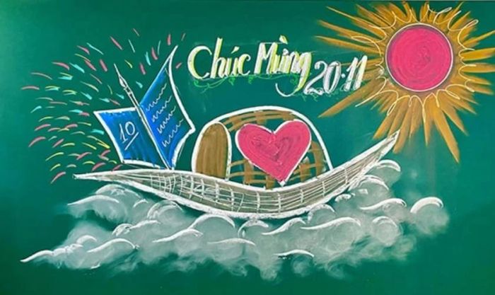 Trang trí 20/11 THCS đơn giản mà tinh tế