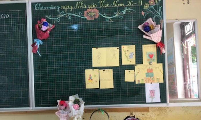 Mẫu trang trí bảng 20/11 đẹp dành cho thầy cô trường tiểu học