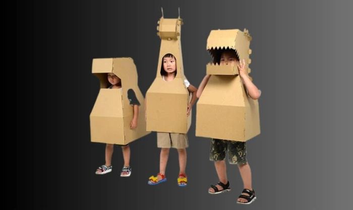 Trang trí mặt nạ Halloween bằng thùng carton
