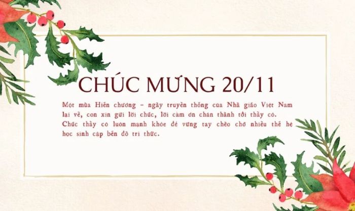 Hình ảnh chứa đựng lời chúc mừng ngày Nhà giáo Việt Nam