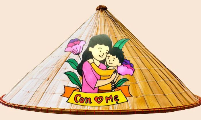 Mẫu trang trí nón lá 20/10 chủ đề mẹ
