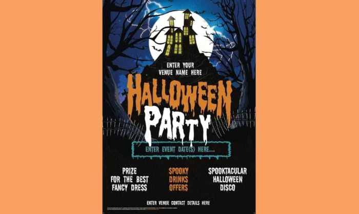 Poster Halloween với cây ma quái