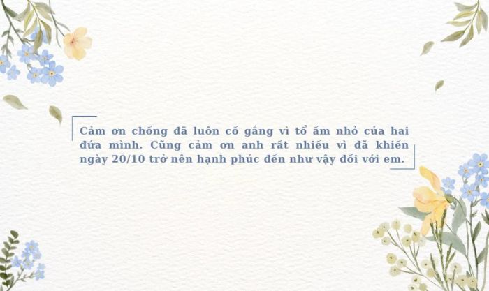 Lời tri ân gửi chồng vì món quà 20/10