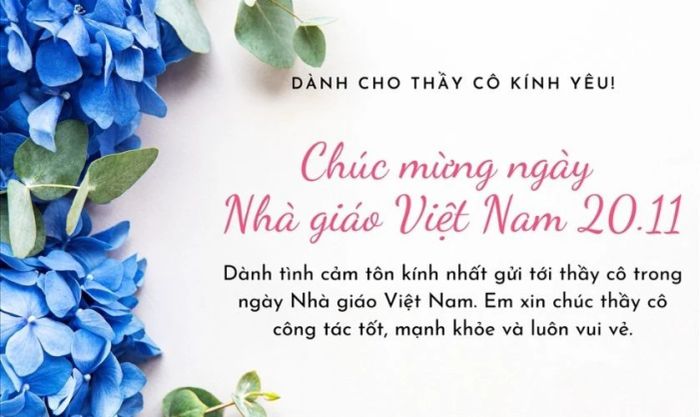 Hình ảnh đẹp chào mừng 20/11 cùng những câu chúc sâu sắc
