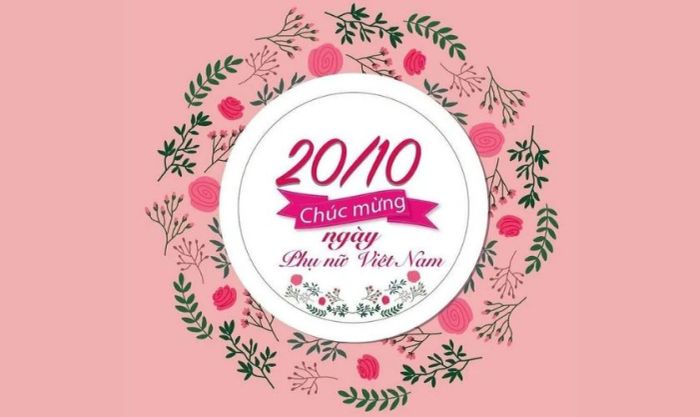 Mẫu thiệp trang trí hoa chúc mừng ngày 20/10 với tông màu hồng ngọt ngào