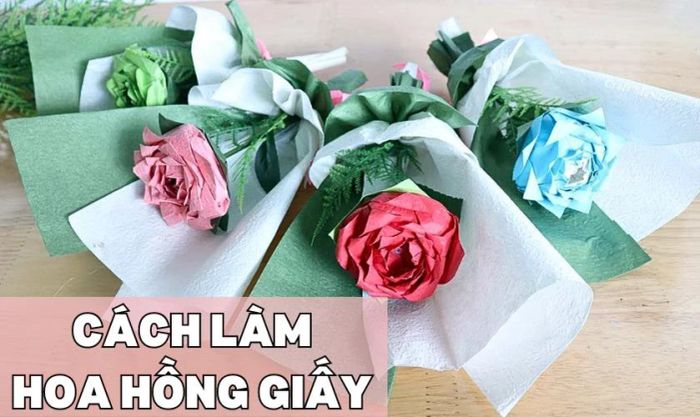 Hướng dẫn làm hoa hồng bằng giấy để tặng quà Valentine