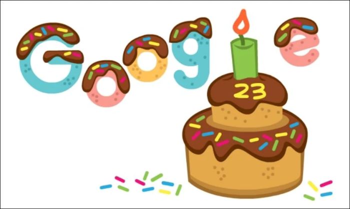 Hình ảnh kỷ niệm sinh nhật lần thứ 23 của Google