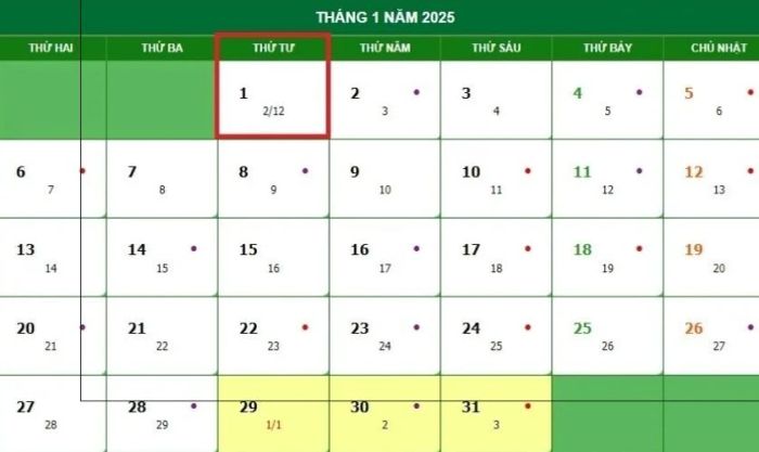 Lịch nghỉ Tết Dương lịch 2025 dành cho học sinh