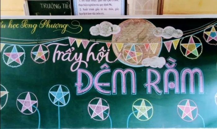 Mẫu trang trí bảng Trung thu với chủ đề đèn lồng tuyệt đẹp