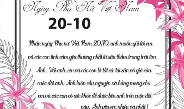 Mẫu thiệp dành tặng vợ yêu