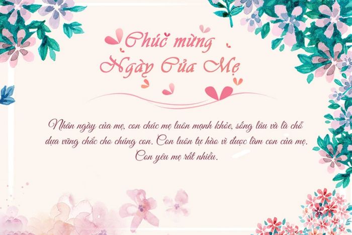 Thiệp mừng ngày Mother’s Day với họa tiết hoa xinh xắn và đáng yêu