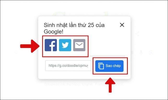 Sao chép đường dẫn để chia sẻ link chúc mừng sinh nhật Google