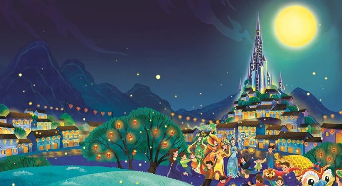 Hình nền background đêm trăng tròn vàng rực