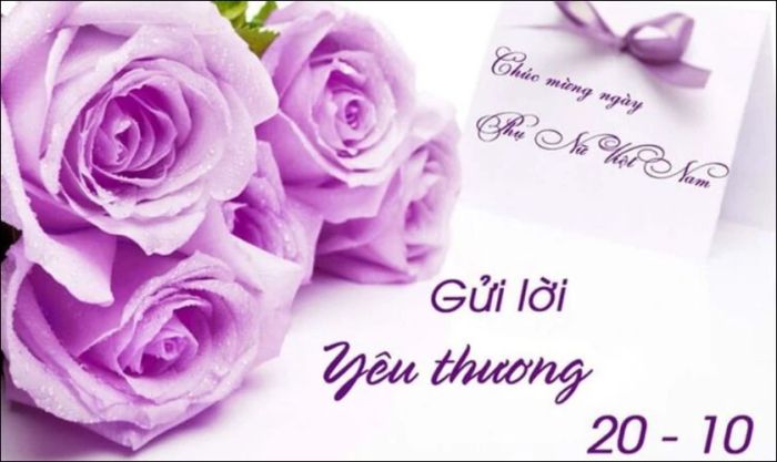 Mẫu thiệp kết hợp hoa hồng tím và lời chúc ý nghĩa