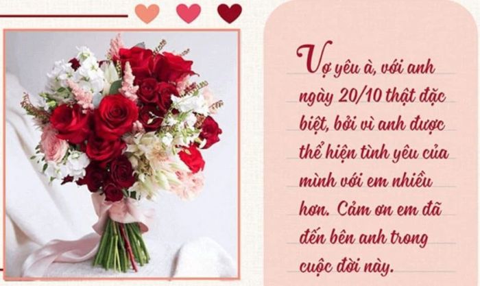 Mẫu thiệp 20/10 dành tặng vợ với thông điệp ý nghĩa