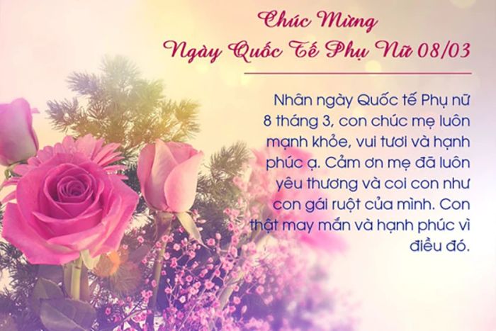 Thiệp hoa tươi thắm tặng mẹ trong Ngày Quốc tế Phụ nữ đầy ý nghĩa