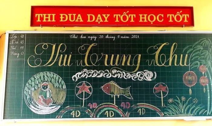 Mẫu trang trí bảng Trung thu với chủ đề chú Cuội